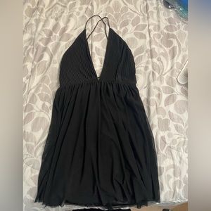 Strappy black halter dress